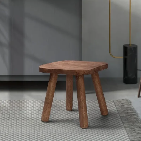 1pc Maroon Wooden Stool with 4 Detachable Legs - Solid Wood Unupholstered Office Chair, Easy Assembly, Sturdy Balance