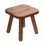 1pc Maroon Wooden Stool with 4 Detachable Legs - Solid Wood Unupholstered Office Chair, Easy Assembly, Sturdy Balance