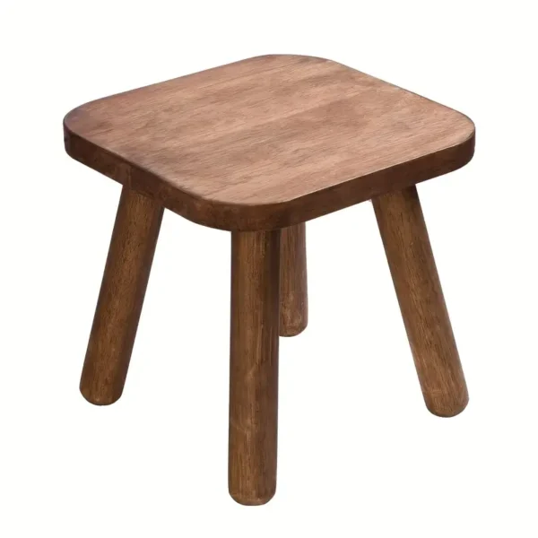 1pc Maroon Wooden Stool with 4 Detachable Legs - Solid Wood Unupholstered Office Chair, Easy Assembly, Sturdy Balance