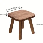 1pc Maroon Wooden Stool with 4 Detachable Legs - Solid Wood Unupholstered Office Chair, Easy Assembly, Sturdy Balance