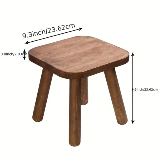 1pc Maroon Wooden Stool with 4 Detachable Legs - Solid Wood Unupholstered Office Chair, Easy Assembly, Sturdy Balance