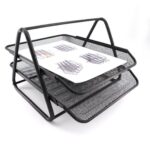 Heavy Duty Metal 2 Tier Desktop Document Letter Tray Black