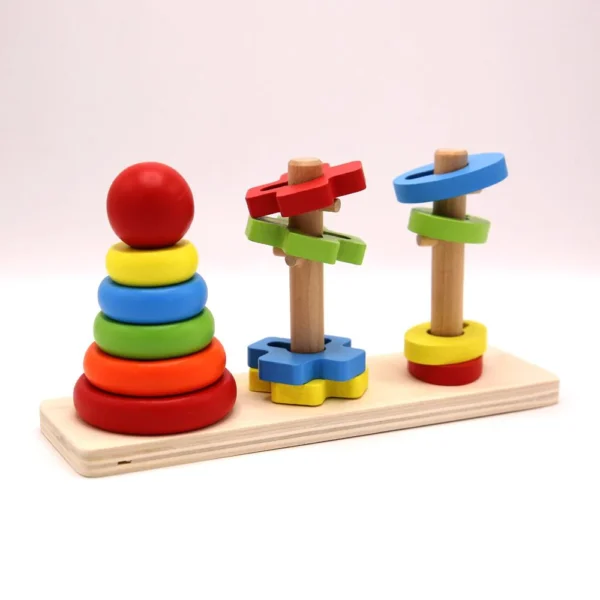 Rainbow Three Column Tower Shape Educational Toys