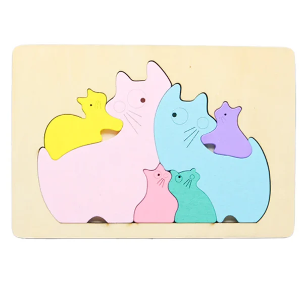 3d Wooden Animal Puzzle Educational Toys for Kids