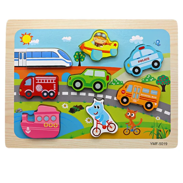 3D Colorful Animals & Vehicles Puzzle Board Game for Kids