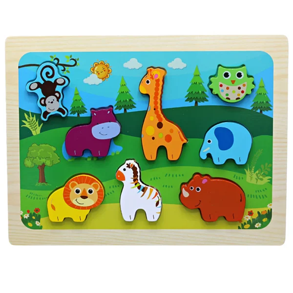 3D Colorful Animals & Vehicles Puzzle Board Game for Kids