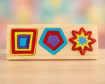 Wooden Colorful 3 Shapes Puzzle Board