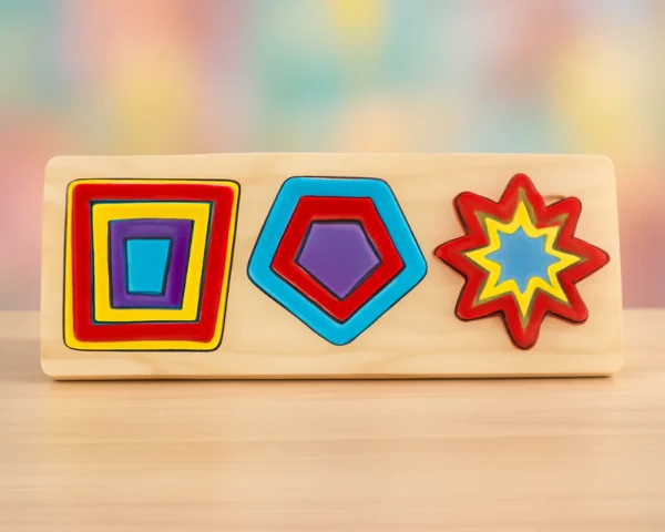 Wooden Colorful 3 Shapes Puzzle Board
