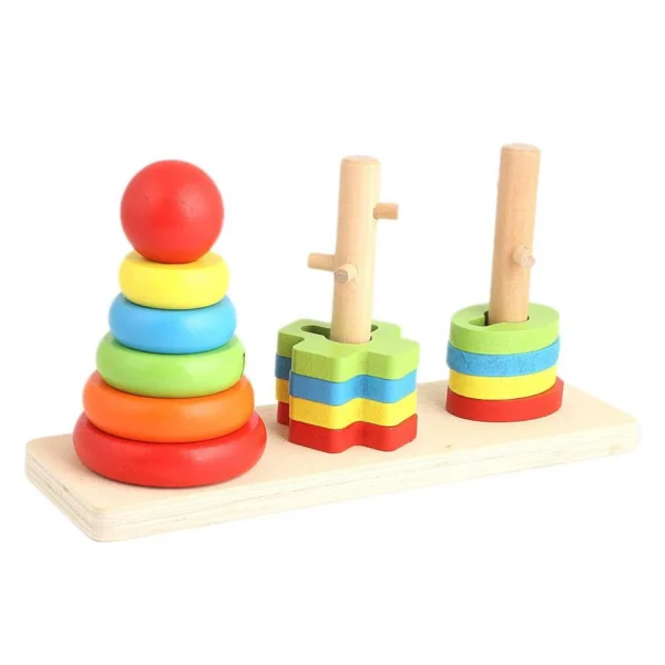 Rainbow Three Column Tower Shape Educational Toys