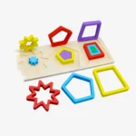 Wooden Colorful 3 Shapes Puzzle Board