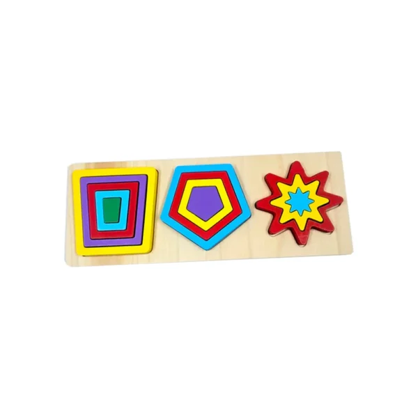 Wooden Colorful 3 Shapes Puzzle Board
